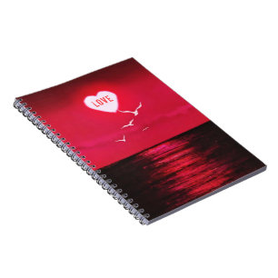 Sunset Love - Romantic - Black Red - Customizable Notebook