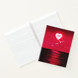 Sunset Love - Romantic - Black Red - Customizable Notebook