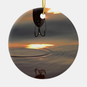 Sunset Lure over Water Ceramic Ornament
