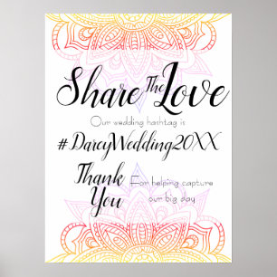 Sunset Mandala Wedding Hashtag Sign