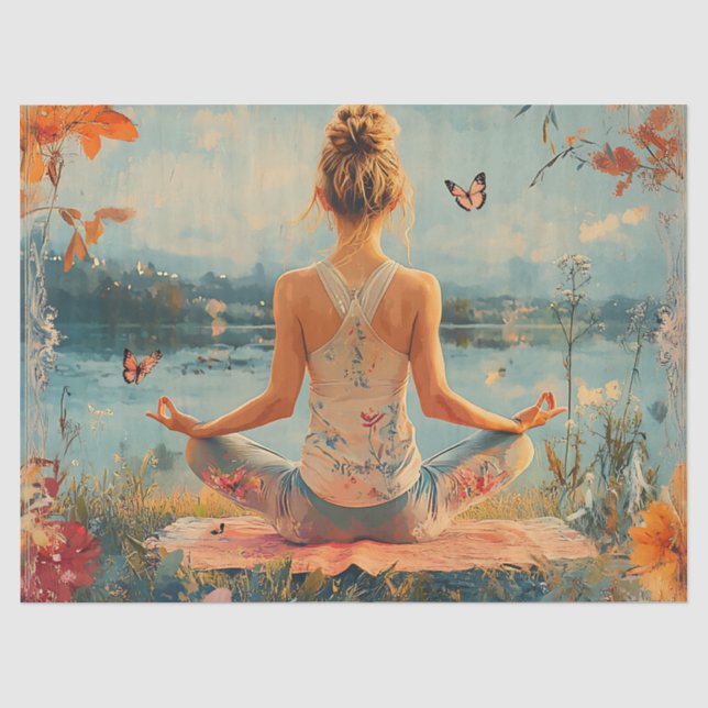 Sunset Meadow Meditation with Butterflies (2) Tissue Paper (Front)