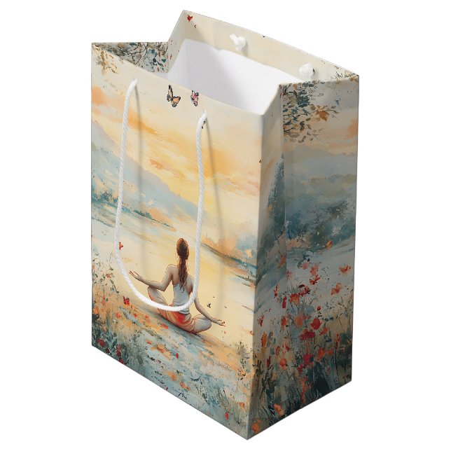 Sunset Meadow Meditation with Butterflies (6) Medium Gift Bag (Front Angled)