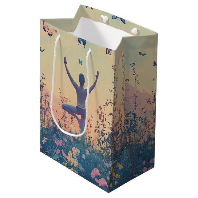 Sunset Meadow Meditation with Butterflies (7) Medium Gift Bag (Front Angled)