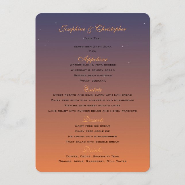 Sunset Menu Template (Front)
