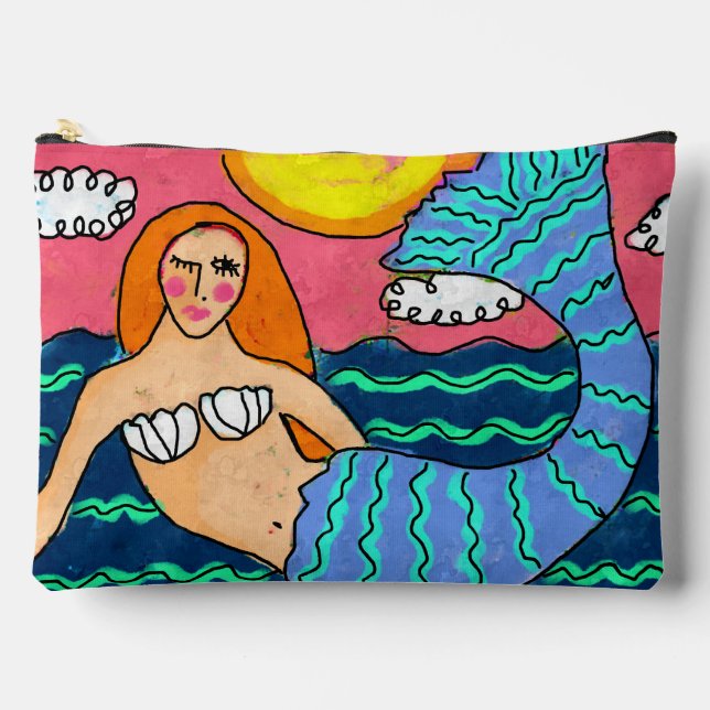 Sunset Mermaid Abstract Art Accessory Pouch (Front)