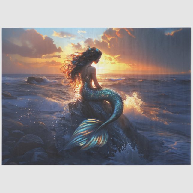 Sunset Mermaid Decoupage Tissue Paper (Front)