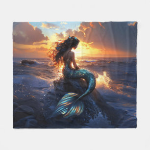 Sunset Mermaid Fleece Blanket