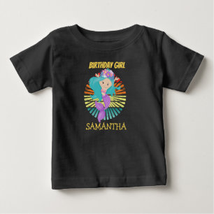 Sunset Mermaid purple birthday  T-Shirt