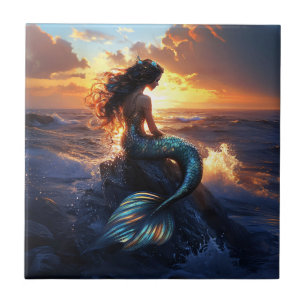 Sunset Mermaid Tile