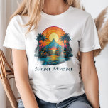 "Sunset Mindset" Vintage Colourful Tropical Sunset T-Shirt<br><div class="desc">Capture the essence of tropical evenings with the "Sunset Mindset" Vintage Colourful Tropical Sunset T-Shirt. Featuring a vibrant sunset design with warm hues of orange, pink, and yellow, this shirt brings paradise to your wardrobe. Perfect for beach lovers, free spirits, and those who dream of endless summer vibes, it combines...</div>