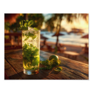 Sunset Mojito Palm Tree Paradise Scene Photo Print