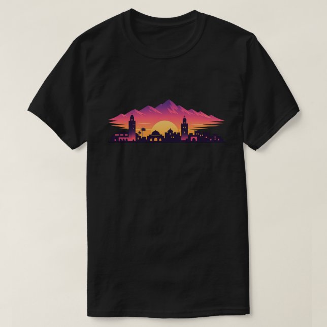 Sunset Moroccan Skyline T-Shirt (Design Front)