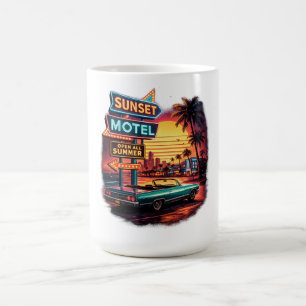 Sunset Motel Open All Night Retro Design Coffee Mug