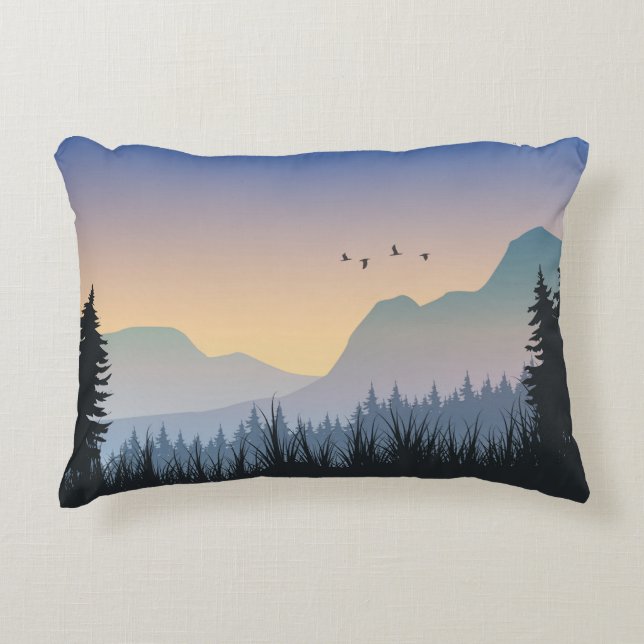  Sunset Mountain landscape Accent Pillow (Front)