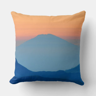 Sunset Mountain Landscape in Orange and Blue Throw Pillow