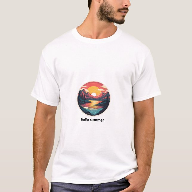 Sunset Mountain Landscape T-Shirt – Nature Adventu (Front)