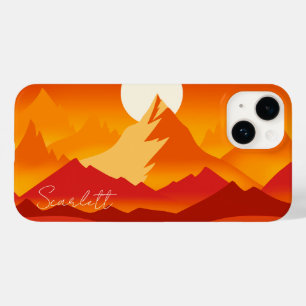 Sunset Mountain Peaks Landscape Illustration Case-Mate iPhone 14 Case