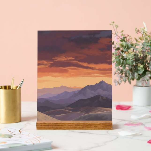 Sunset Mountain Range Vector Landscap Acrylic Sign (Wedding)