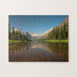 Sunset Mountain Reflection Glacier National Park Jigsaw Puzzle