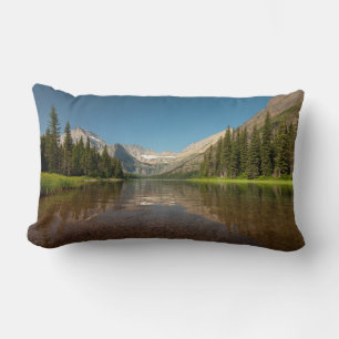 Sunset Mountain Reflection Glacier National Park Lumbar Pillow