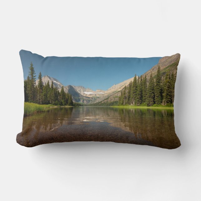 Sunset Mountain Reflection | Glacier National Park Lumbar Pillow (Front)