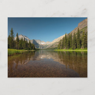 Sunset Mountain Reflection   Glacier National Park Postcard