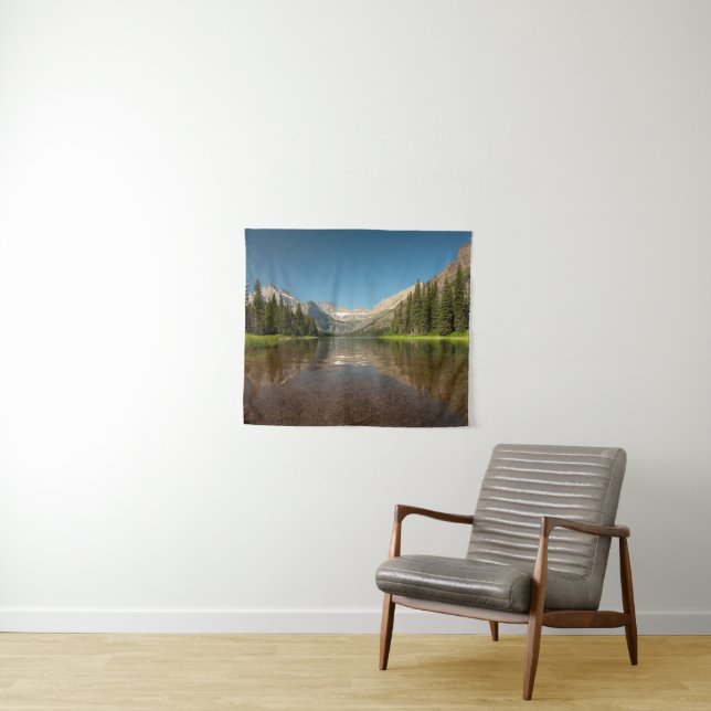Sunset Mountain Reflection | Glacier National Park Tapestry (In Situ (Horizontal))