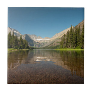 Sunset Mountain Reflection Glacier National Park Tile