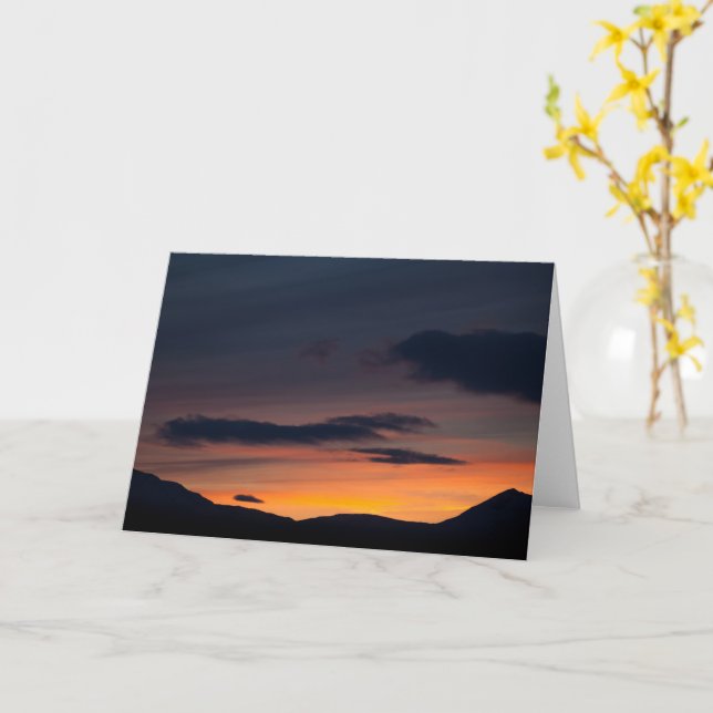 Sunset Mountain Silhouette Card (Yellow Flower)