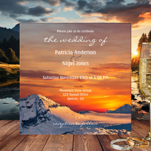 Sunset Mountain View Wedding Invitation