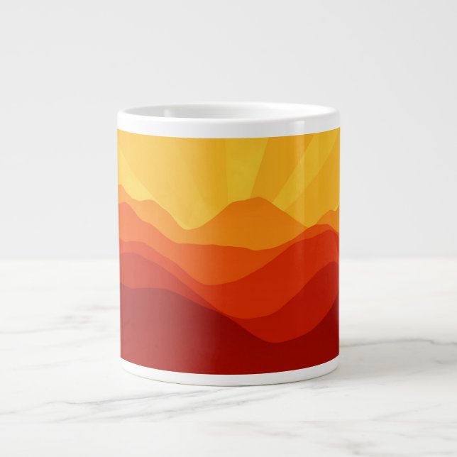 Sunset Mountains Banner Large Coffee Mug (Front)