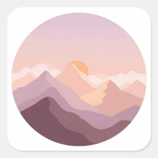 Sunset Mountains Square Sticker