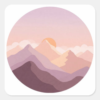 Sunset Mountains Square Sticker