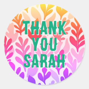 sunset nature pattern thank you create your own classic round sticker