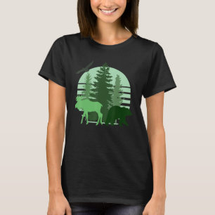 Sunset Nature Pine Tree Aesthetic Minimalist Woodl T-Shirt