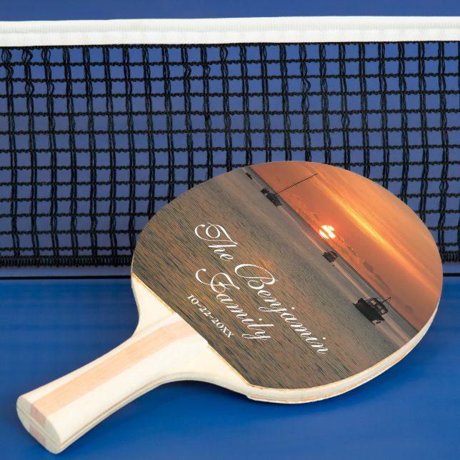 Sunset Nature Tropical Family Boats Personalize Ping Pong Paddle (Insitu)
