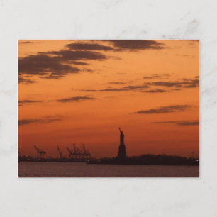 Sunset New York Harbour and Statue of Liberty USA Postcard