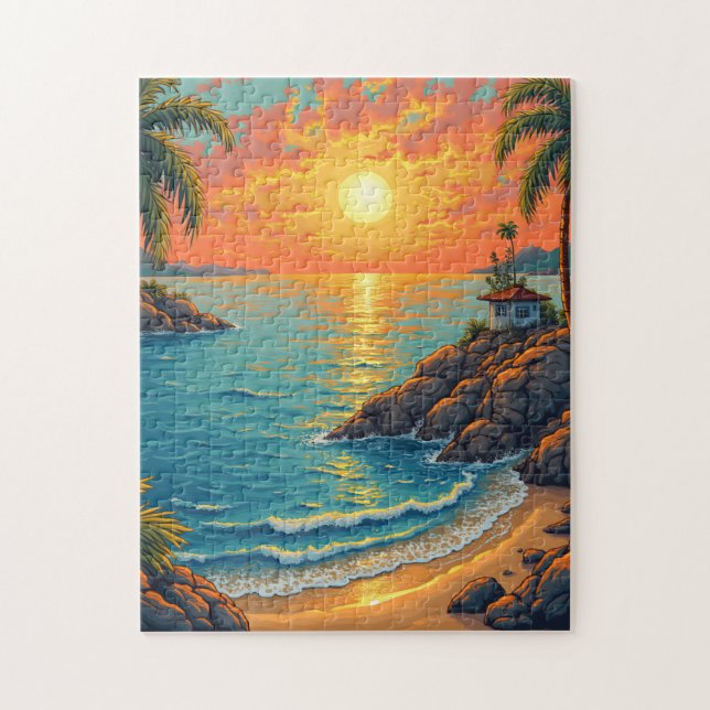 Sunset night sea view jigsaw puzzle (Vertical)