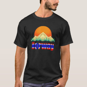 Sunset Norwegian Flag Mountains Nordic Country Nor T-Shirt