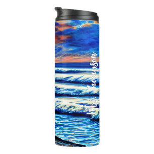 Sunset Ocean Beach Palm Trees Simple Modern Thermal Tumbler