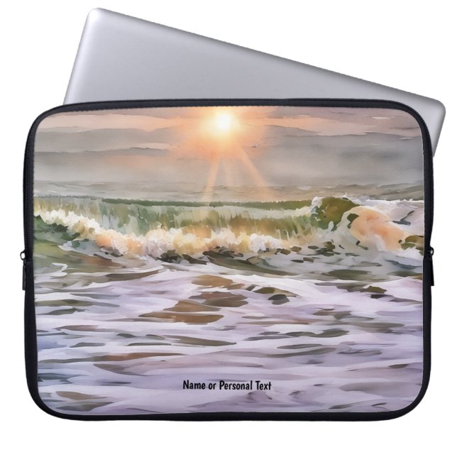 Sunset Ocean Beach Personal Laptop Cover (Front)