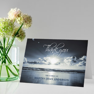 Sunset Ocean Beach Sympathy THANK YOU Memorial  Card
