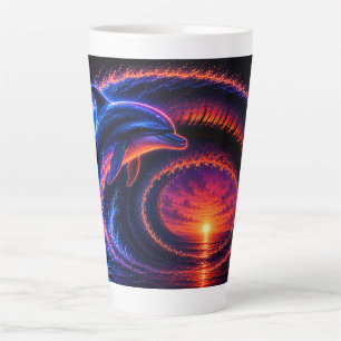 Sunset Ocean Dolphin Latte Mug