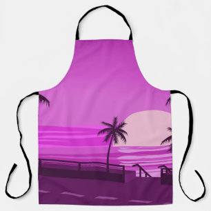 Sunset,  ocean,  evening,  palm trees sea shore,   apron