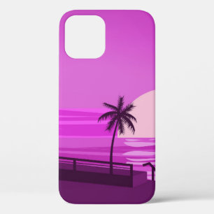 Sunset,  ocean,  evening,  palm trees sea shore,   iPhone 12 case