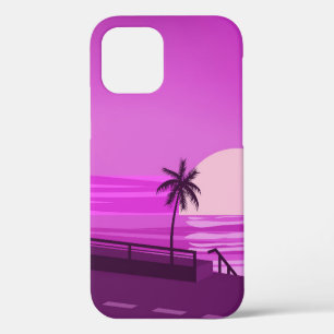 Sunset, ocean, evening, palm trees sea shore, iPhone 12 case