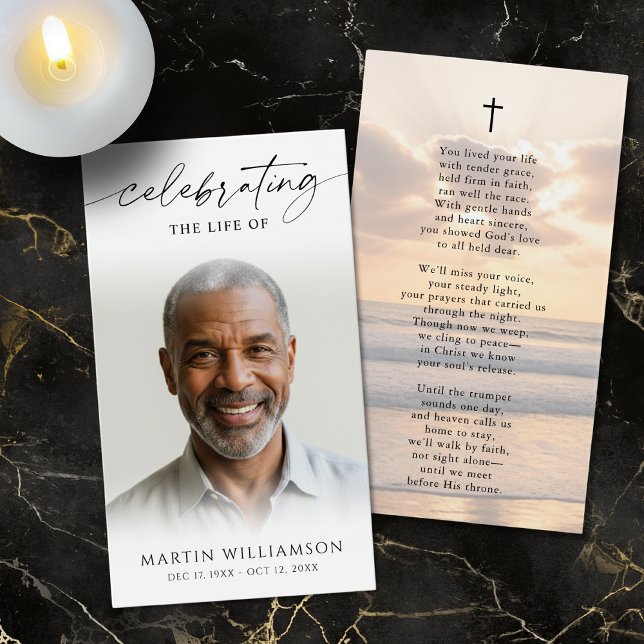 Sunset Ocean Forever Hearts Cross Poem Prayer Card (Creator Uploaded)