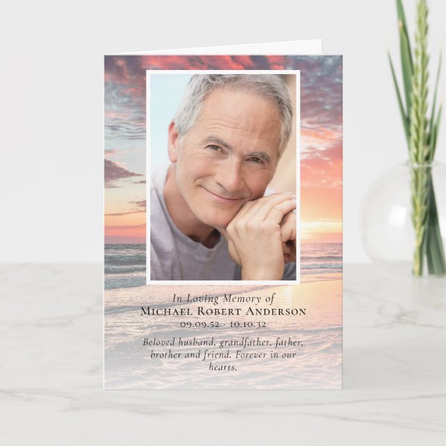 Sunset Ocean Photos Folded Memorial Funeral Program (Front)