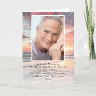 Sunset Ocean Photos Folded Memorial Funeral Program
