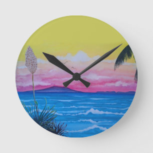 Sunset Ocean  Round Clock